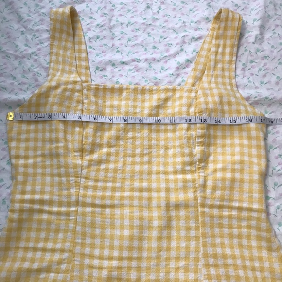 Old Navy Square Neck Linen Blend Mini Dress Yellow Gingham M Petite - Picture 11 of 16